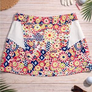 Lillie Green Golf Skort PL Bright Floral Tennis Pickleball Skirt Resort NWOT